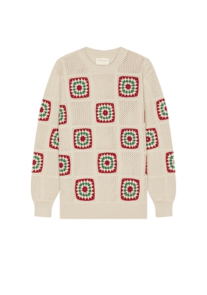 Far Afield Crochet Knit Sweater in Nude. Size M. Also in L.