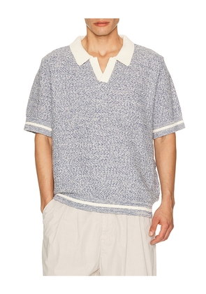 Central Park West Chevron Stitch Polo in Blue. Size L. Also in M, S, XL/1X.