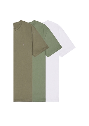 ALLSAINTS Brace Crew Shirt 3 Pack in Olive,White. Size L. Also in M, S, XL/1X.