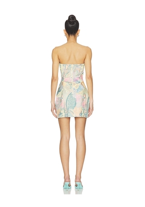 ELLIATT Taliah Asymmetical Mini Dress in Neutral,Blue. Size L. Also in S, M.