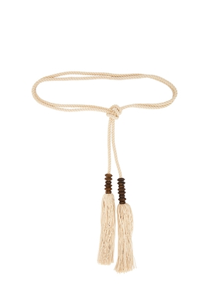 BALMAIN Rope & Wood Belt in Beige.