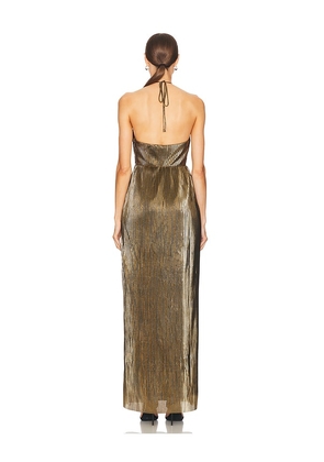 House of Harlow 1960 x REVOLVE Notte Gown in Metallic Gold. Size M. Also in L, S, XL.