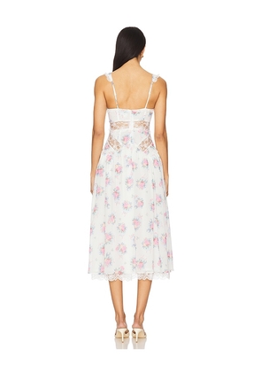 For Love & Lemons Doily Bouquet Midi Dress in White. Size S. Also in M.