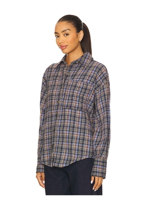 Free People Ashley Plaid Shirt in Blue,Black. Size S. Also in M, XL.