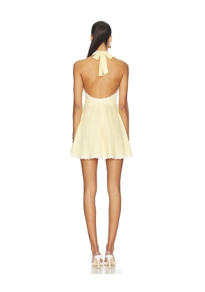 Frankies Bikinis Audrey Satin Dress in Yellow. Size L. Also in M, S, XS.