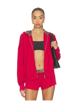 Frankies Bikinis Weekend Thermal Hoodie in Red. Size M. Also in S, XS.