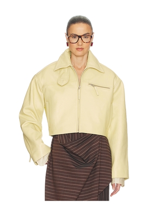 Helsa The 90s Leather Jacket in Lemon. Size M. Also in S, XS.