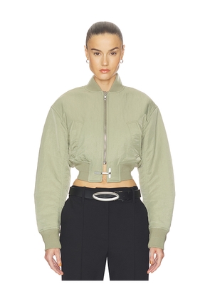 HAELO Crop Bomber Jacket in Olive. Size L. Also in M, S, XL, XS, XXS.