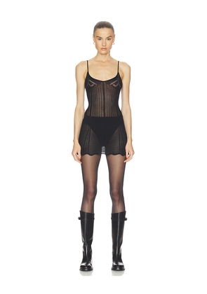 HAELO Pointelle Mini Dress in Black. Size L. Also in M, S, XL, XS, XXS.