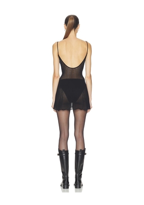 HAELO Pointelle Mini Dress in Black. Size L. Also in S, XXS, XS, M, XL.