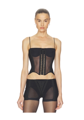 HAELO Layered Lace Up Corset Top in Black. Size L. Also in M, S, XL, XS, XXS.