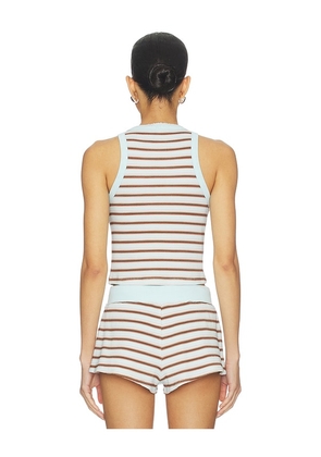 Frankies Bikinis Emma Thermal Tank Top in Baby Blue,Brown. Size L. Also in S, XS, M.