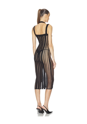 HAELO Veiled Midi Dress in Black. Size L. Also in XXS, XS, S, M, XL.