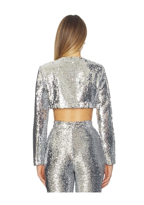 GIUSEPPE DI MORABITO Sequin Jacket in Metallic Silver, grey. Size 38. Also in 42.