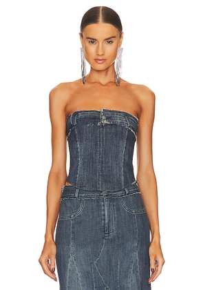 Miaou Cammie Corset in Denim-Dark. Size XS. Also in S.