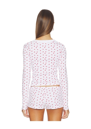 Frankies Bikinis Amora Cotton Long Sleeve Shirt in White. Size M. Also in S, XS.