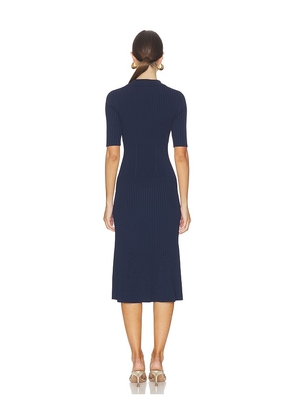 Herve Leger The Indra Midi Dress in Navy. Size L. Also in XXS, XS, S, M, XL.