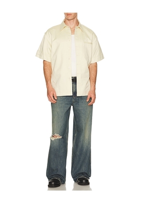 Helmut Lang Short Sleeve Loop Tape Shirt in Cream. Size M. Also in S, XL/1X, XXL/2X.