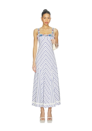 Free People Havenwood Maxi Dress in White,Blue. Size L. Also in M, S, XL, XS.