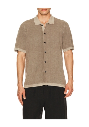 Faherty Short Sleeve Sunwashed Knitted Shirt in Taupe. Size L. Also in M, S, XL/1X.