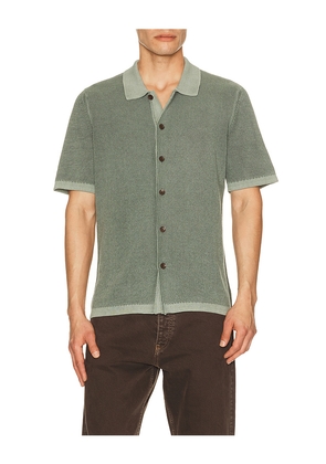 Faherty Short Sleeve Sunwashed Knitted Shirt in Olive. Size L. Also in M, S, XL/1X.