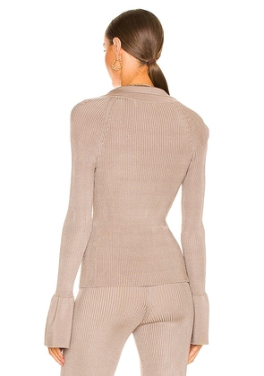 L'Academie Loch Rib Collar Sweater in Taupe. Size M. Also in S.