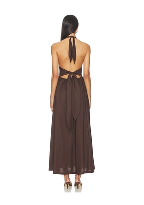 FAITHFULL Lido Maxi Dress in Brown. Size L. Also in S, XS, M, XL.