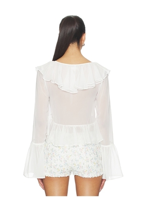For Love & Lemons Lila Flare Top in White. Size XS. Also in L, XL.