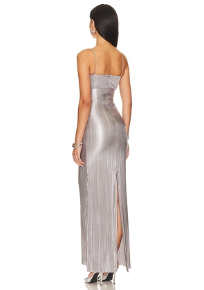 Lovers and Friends Mya Gown in Metallic Silver. Size L. Also in M, S, XS.