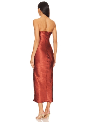 MORE TO COME Emma Strapless Maxi Dress in Brown. Size S. Also in L.