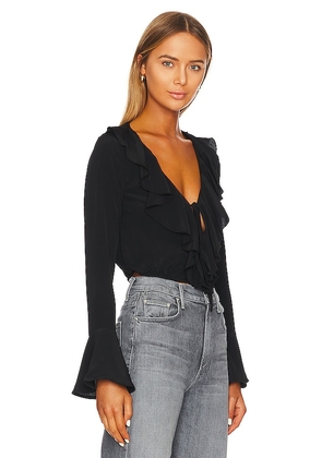 MORE TO COME Denise Ruffle Tie Top in Black. Size M. Also in XS, XXS, S, L.