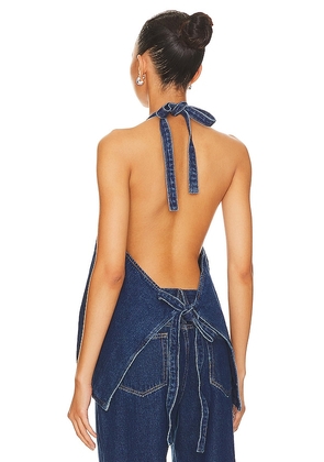 LIONESS Hills Halter Top in Denim-Dark. Size M. Also in L, XL, XXL.