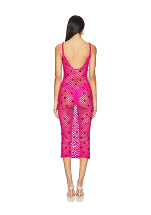 MORE TO COME Adelida Crochet Midi Dress in Pink. Size XS. Also in S.
