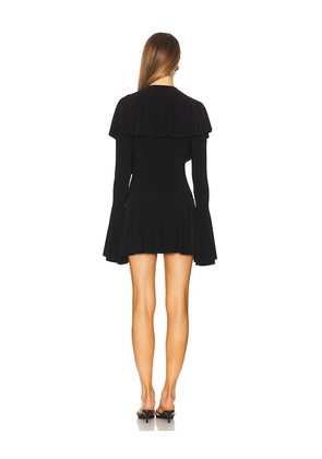 Norma Kamali Long Sleeve Deep V Ruffle Mini Dress in Black. Size M. Also in XS, S.