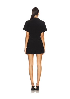 Norma Kamali Geralyn Romper in Black. Size M. Also in XXS, XS, S, L, XL.
