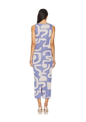 MINKPINK Iris Intarsia Knit Midi Dress in Blue. Size XL. Also in L.