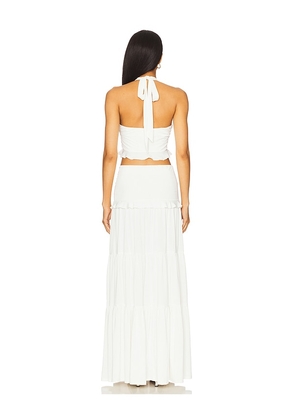MORE TO COME Noelle Maxi Skirt Set in White. Size M. Also in XS, XXS, S, L, XL.