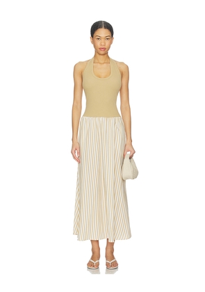 LNA Hart Halter Dress in Tan,White. Size L. Also in M, S, XL, XS.