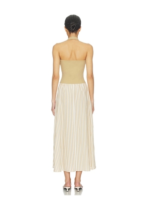 LNA Hart Halter Dress in Tan,White. Size L. Also in S, M.