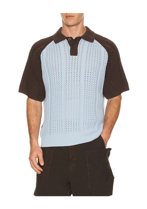 Obey Abel Knitted Polo in Blue,Brown. Size L. Also in M, S, XL/1X.