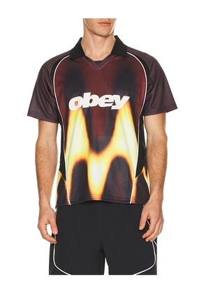 Obey Blurred Soccer Jersey in Red,Black. Size L. Also in M, S, XL/1X.