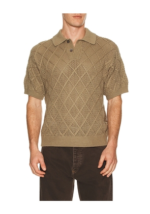 Obey Eryk Knitted Polo in Brown. Size L. Also in M, S, XL/1X.