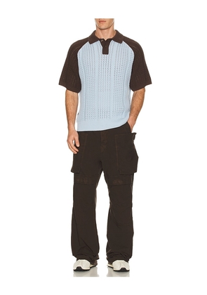 Obey Abel Knitted Polo in Blue,Brown. Size L. Also in M, S, XL/1X.