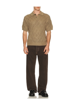 Obey Eryk Knitted Polo in Brown. Size L. Also in M, S, XL/1X.