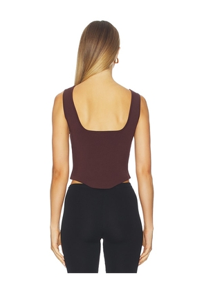 L'AGENCE Saga Square Neck Knit Corset in Chocolate. Size M. Also in S.