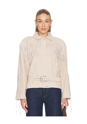 LAMARQUE Kyel Suede Jacket in Cream. Size L. Also in M, S, XL, XS.