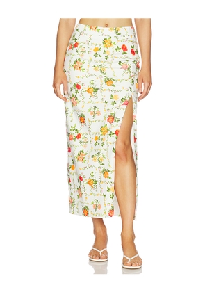 Line & Dot Anisa Skirt in White,Orange. Size L. Also in M, S, XS.