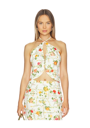 Line & Dot Anisa Top in White,Orange. Size L. Also in M, S, XS.