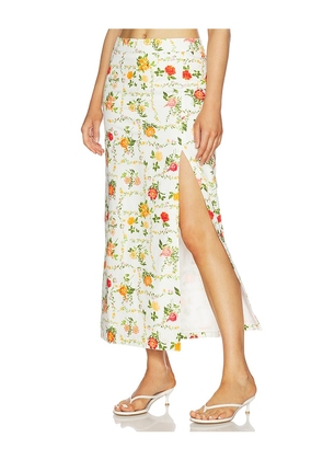 Line & Dot Anisa Skirt in White,Orange. Size L. Also in S, XS, M.