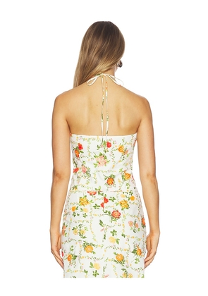 Line & Dot Anisa Top in White,Orange. Size L. Also in S, XS, M.